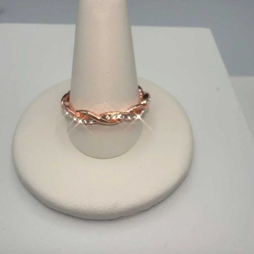 14K Gold Plated Rose Gold Tone Twisted Ring Womens 9.5 Fashion Jewelry